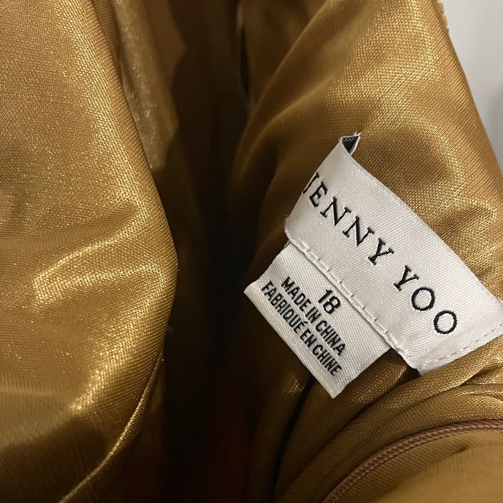 Jenny Yoo Long Sleeve Velvet Dress in Gold - Picture 5 of 5